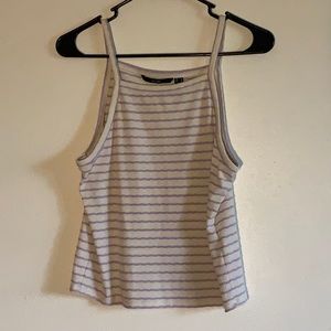 Purple and Cream Striped Crop Top